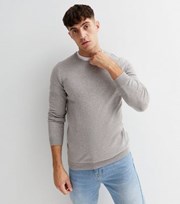 New Look Pale Grey Fine Knit Crew Neck Muscle Fit Jumper